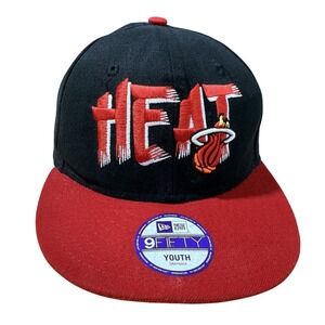 Miami Heat New Era 9FIFTY Youth Snapback NBA Hat Black Red Cap